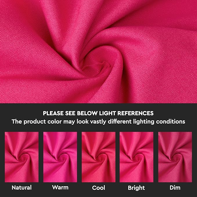 Encasa XO Table Runner 13"x72" Long | Cotton Canvas Fabric | Hot Pink Solid Color | Machine Washable & Durable