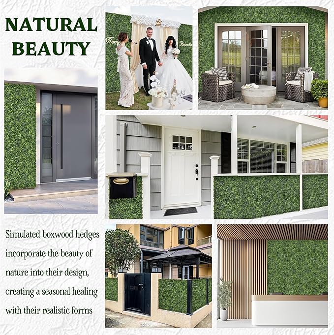 Artificial Boxwood Roll Panel Backdrop: 48"X144" UV-Anti Greenery Faux Grass Wall Hedge for Indoor Outdoor Green Decor & Backyard Background Decorations Fence Covering Privacy