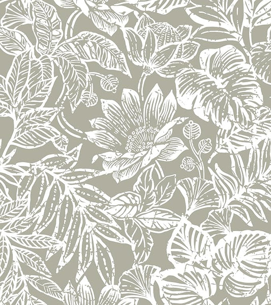 Peel and Stick Wallpaper Vintage Wall Paper Boho Contact Paper Bedroom Bathroom Wallpaper Peel and Stick Grey Brown Tropical Leaf Removable Self-Adhesive Wall Decor 17.3" x 118"