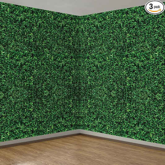 Tatuo 3 Pieces 54 x 108 Inches Jumbo Green Leaves Photography Leaf Backdrop 3D Waterproof Tree Leaves Background Photo Booth Prop Green Leaf Tablecloths for Baby Shower Birthday Party Decoration
