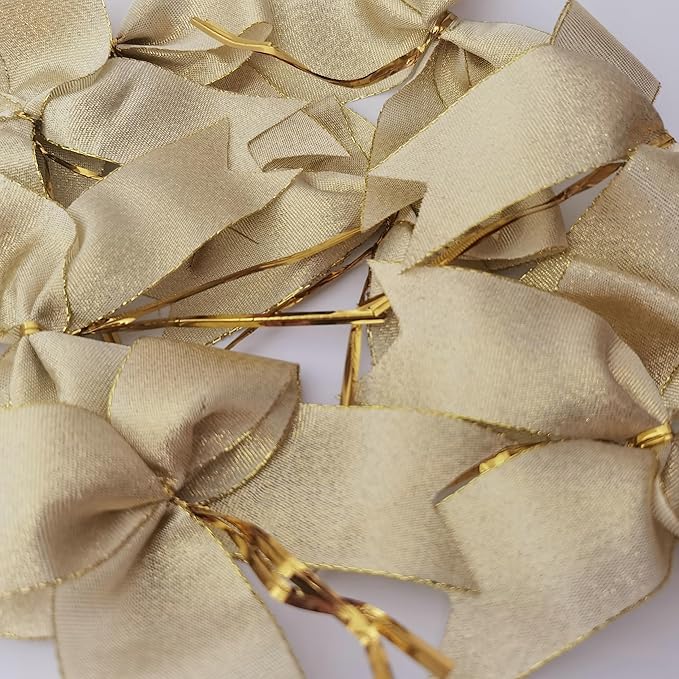 36pcs 4-1/2" Metallic Gold Bows with Twist Ties for Gift Wrapping Packing Christmas Decoration (4.5",W.Gold)