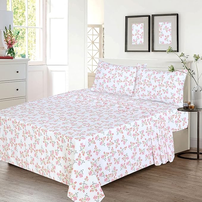 RUVANTI 100% Cotton Twin XL Sheet Sets, 3 Pieces, Soft & Breathable Percale Weave Bedding, Deep Pocket 16", Hotel Standard, Crisp Cool Feel, Durable, Perfect Size Floral Sheets, Bloomex