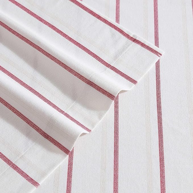 Eddie Bauer - Queen Bed Sheets, Cotton Flannel Bedding Set with Matching Pillowcases, Brushed for Extra Softness, Deep Pocket, Oeko-Tex Certified (Cooper Falls Red)