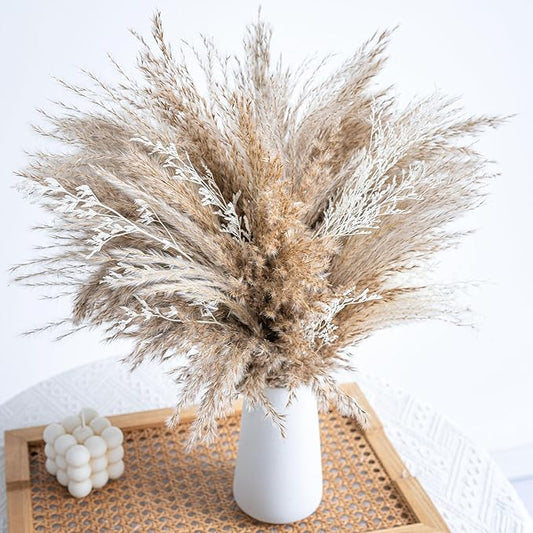 WILD AUTUMN Fluffy Boho Decor Dried Grass - Dried Pampas Grass Short pompas Grass Vase Filler Dried Flowers Wedding Home Table Rustic Farmhouse Decor