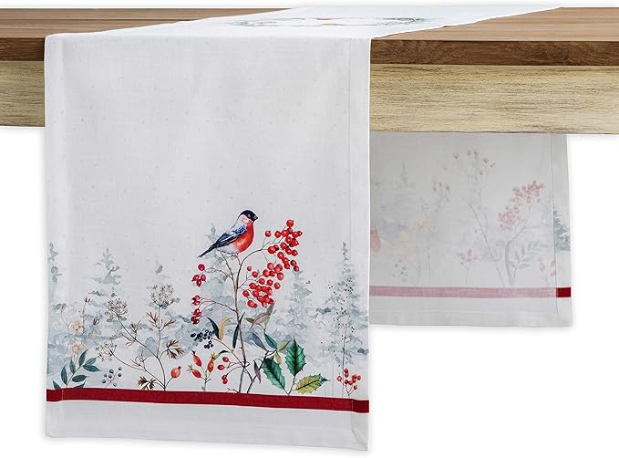 Maison d' Hermine Table Runner 100% Cotton Single Layer Table Runners 36 inches Long for Thanksgiving Christmas Decorations Home Kitchen Dining Party Wedding (Morzine, 14.5" x 36")