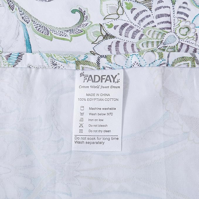 FADFAY Blue Paisley Sheets Set Twin XL Boho Paisley College Bedding Luxurious Bohemian Damask Paisley Dorm Bedding 100% Egyptian Cotton 800 Thread Count Deep Pocket Fitted Sheet 4Pcs, Twin XL Size
