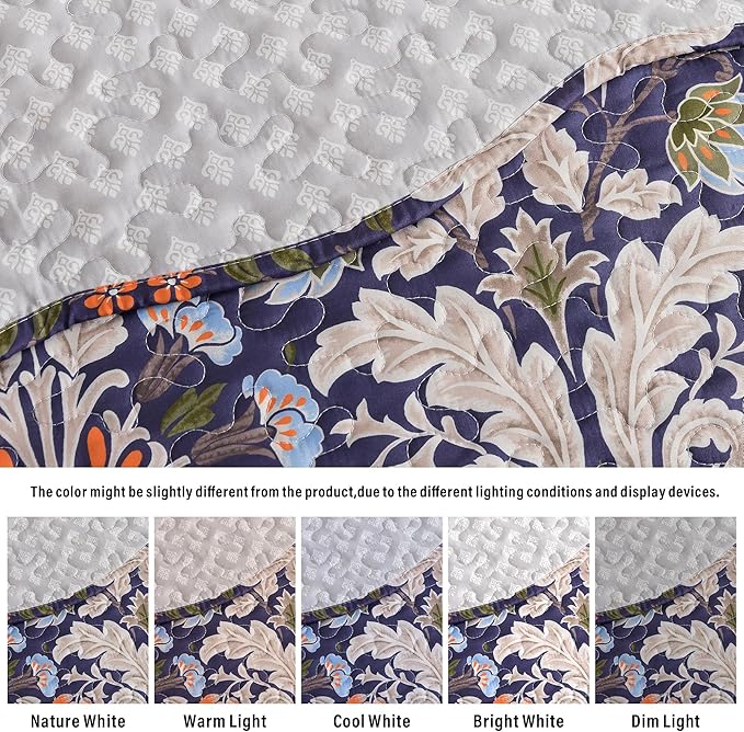 HoneiLife Quilt Set Queen Size - Microfiber Bedspreads for Queen Bed, Reversible Coverlet Lightweight Bedcover Quilt Bedding Sets-Navy