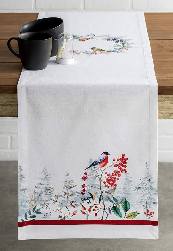Maison d' Hermine Table Runner 100% Cotton Single Layer Table Runners 36 inches Long for Thanksgiving Christmas Decorations Home Kitchen Dining Party Wedding (Morzine, 14.5" x 36")