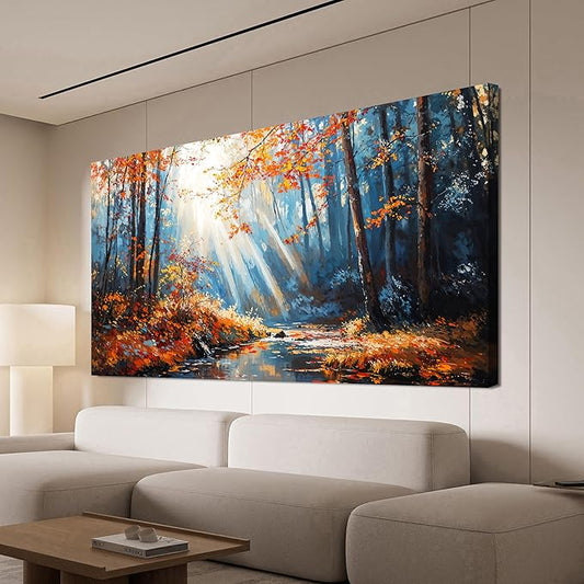 Large Canvas Wall Art Decor Art Work For Wall Decor Nature Landscape Wall Art Decorations Modern Botanical Wall Art Prints Bedroom Office Decor 24"X48" Forest Wall Art Pictures For Living Room
