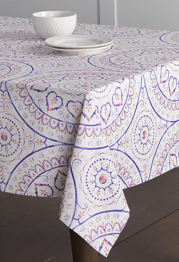 Maison d' Hermine Table Cloth Rectangle Table 100% Cotton 60 x 108 Inches Tablecloth Reusable Decorative Everyday Use for Dining Room, Farmhouse, Home, Party, Festive & Wedding Spring Summer - Mandala