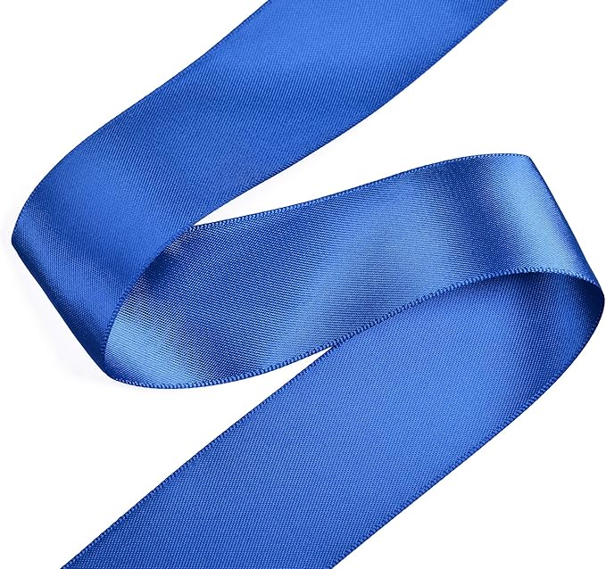 YAMA Royal Blue Double Faced Satin Ribbon, 1 1/2 Inch 25 Yards, Great for Crafts Bows Flower Bouquet Wedding Home Decor Gift Wrapping