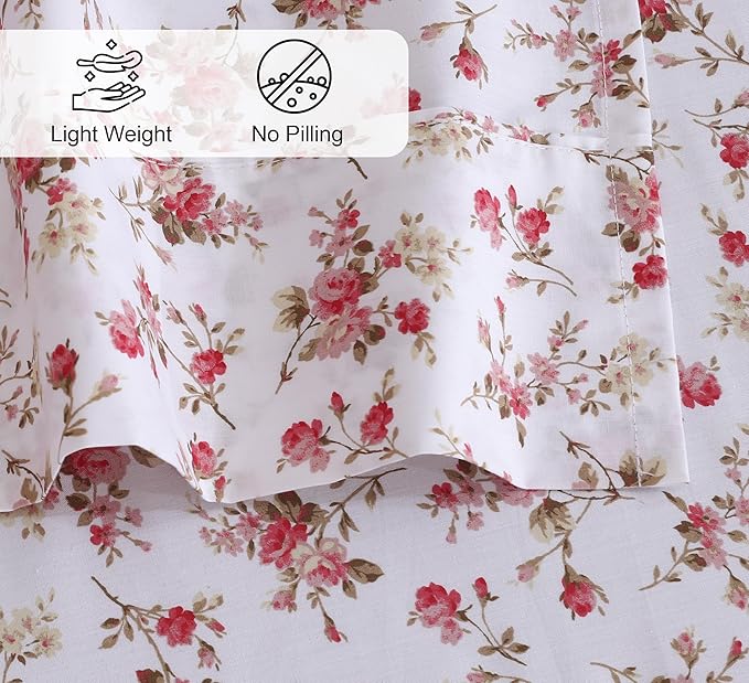 RUVANTI 100% Cotton Twin Sheets Set, 3 Pieces, Soft & Breathable Percale Weave Bedding, Deep Pocket 16", Hotel Standard, Crisp Cool Feel, Durable, Perfect Floral Bed Sheet, Bouquet
