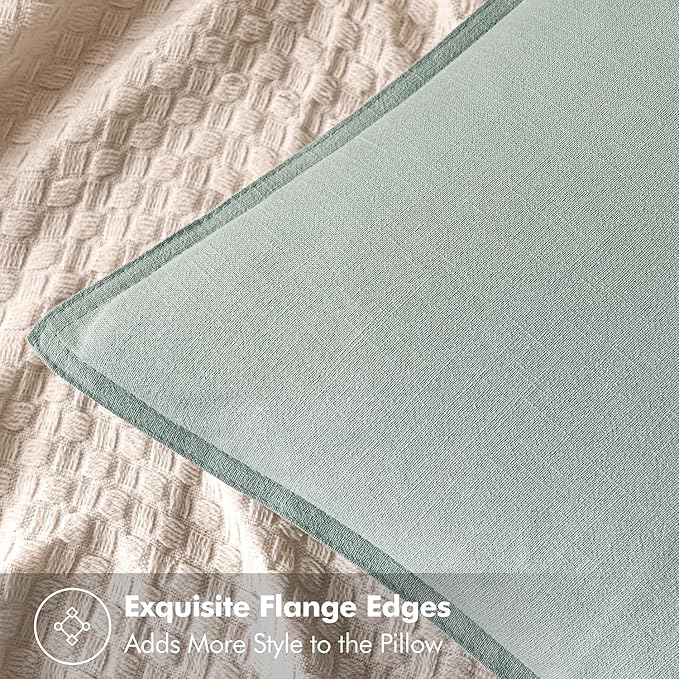 MIULEE Decorative Linen Pillow Covers 20x20 Inch Aqua Green Boho Farmhouse Neutral Couch Throw Pillows for Bed Pack of 2 Accent Modern Pillowcase Summer Sofa Livingroom Home Decor