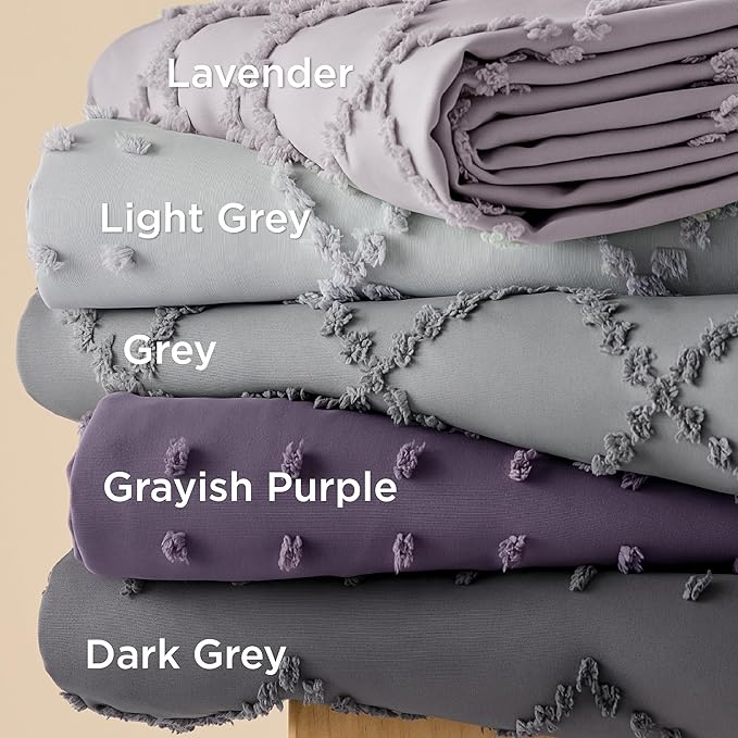 Bedsure Boho Duvet Cover King Size,Grayish Purple Breathable & Soft Boho Bedding,Machine Washable Comforter Cover for All Seasons, Includes 1 Duvet Cover 104"x90" with 2 Pillow Shams & Zipper Closure
