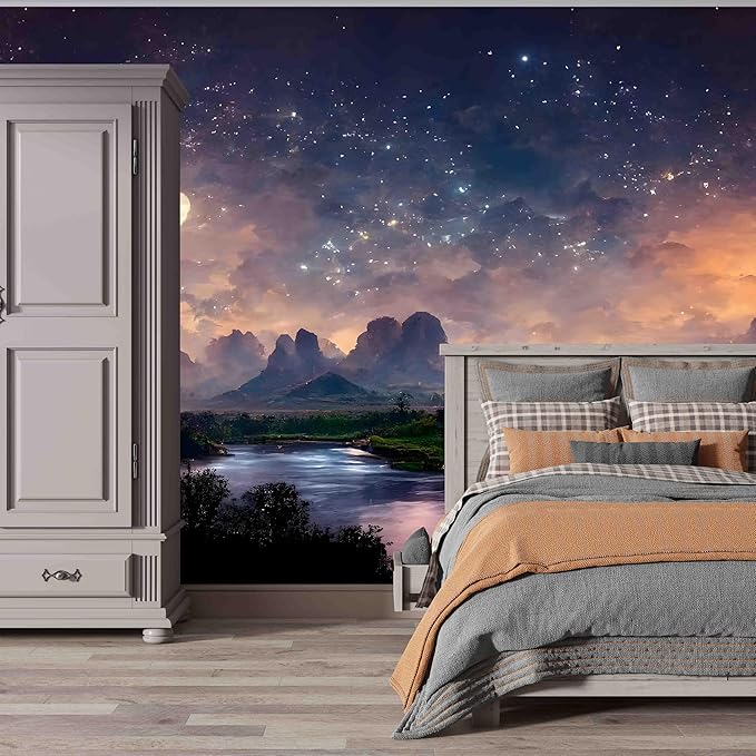 Floral Forest Wall Murals Peel and Stick Forest murals Removable Waterproof Large Wallpaper for Living Room Bedroom (Color-14, 137×98 inch)
