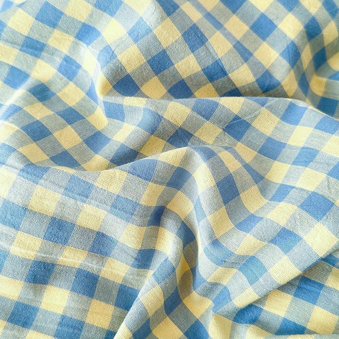 LifeTB Twin XL Comforter Set Blue Yellow Gingham Comforter for Men Boys Modern Plaid Grid Pattern Comforter Set Soft Lightweight Bedding Set Fluffy Boho Plaid Checkered Comforter with 2 Pillowcases