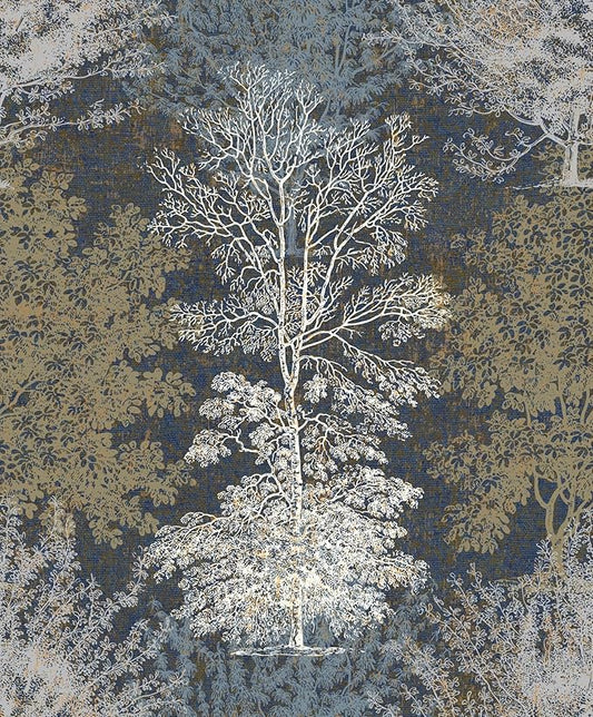 Vintage Forest Peel and Stick Wallpaper - Hand Drawn Tree Mural for Bathroom, Bedroom Walls, Cabinets, Shelves - 17.71"*236.2