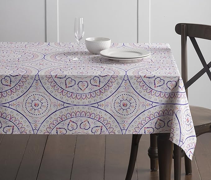 Maison d' Hermine Table Cloth Rectangle Table 100% Cotton 60 x 108 Inches Tablecloth Reusable Decorative Everyday Use for Dining Room, Farmhouse, Home, Party, Festive & Wedding Spring Summer - Mandala