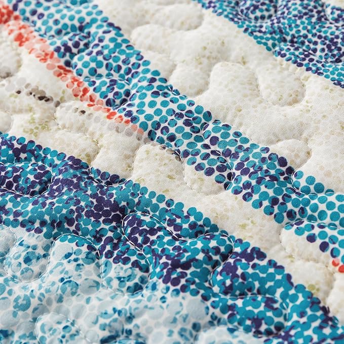 HoneiLife Oversized King Bedspreads 120x120 - Beach Quilt 3 Pieces, Coastal Quilt Sets, California King Quilt, Nautical Bedspreads Ocean Coverlets, Lightweight Bed Cover, Summer Quilts