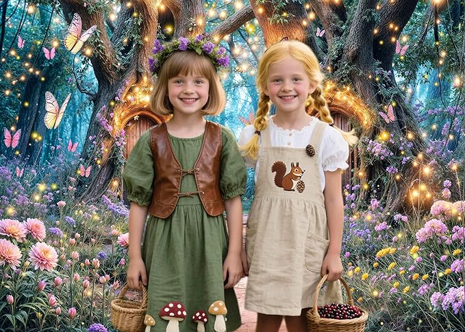 20X10ft Enchanted Forest Backdrop Fairy Enchanted Wonderland Garden Floral Butterfly Photography Background for Kids Girls Baby Shower Birthday Party Decoration Banner Cake Table Photo Booth Props