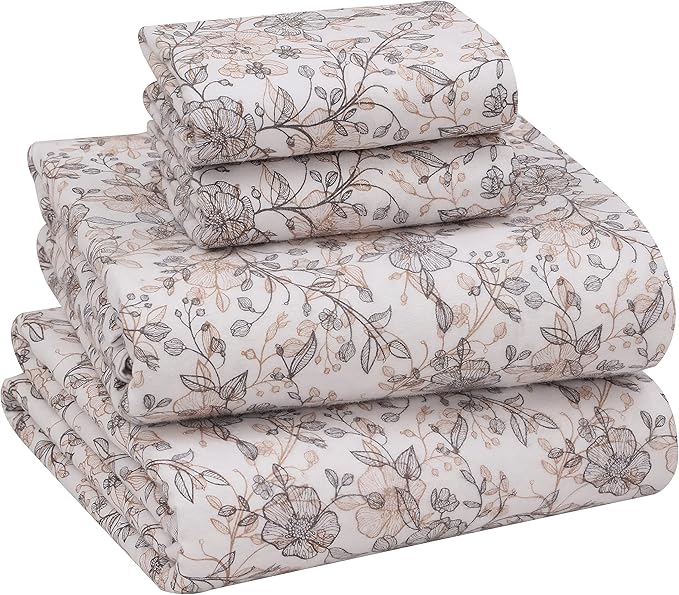 RUVANTI Flannel Sheets Full Size - 100% Cotton Double Brushed Bed Sheets Set, Deep Pockets 16 Inches, All Seasons Breathable & Extra Soft Full Sheets, Warm & Cozy, 4 Piece, Shallow