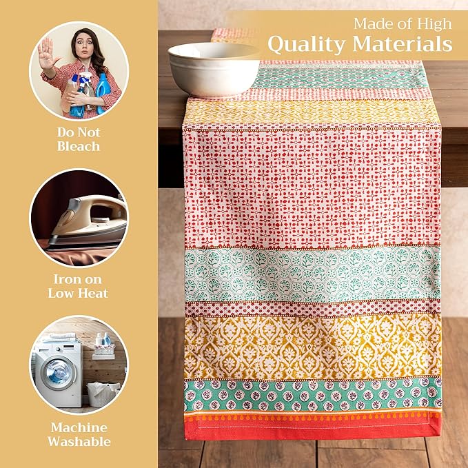 Maison d' Hermine Table Runner 100% Cotton Single Layer Table Runners 72 inches Long Decorative for Home Kitchen Dining Party Baby Shower Wedding Bridal Shower Spring Summer (Provence, 14.50" x 72")