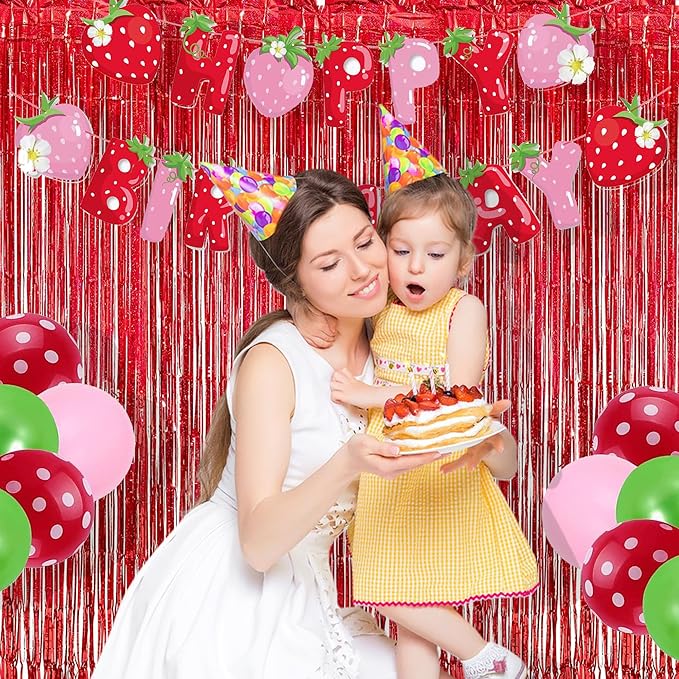 BRAVESHINE Red Tinsel Foil Fringe Curtains - 2Pcs 3.2x8.2ft Holidays Photo Booth Party Backdrop for Christmas/Girl/Birthday/Valentine’s/Bridal/Bachelorette/Anniversary/Engagement/New Years Decorations