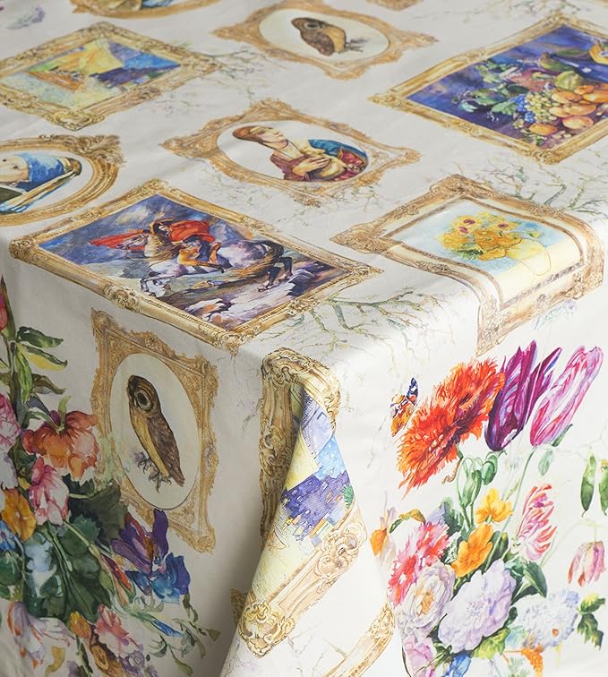 Maison d' Hermine Table Cloth Rectangle Table 100% Cotton 60 x 120 Inches Tablecloth Reusable Decorative for Dining Room, Farmhouse, Home, Party, Festive & Wedding Spring Summer - Masterpiece