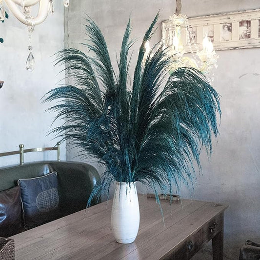 Pampas Grass Decor Tall,Long Pampas, Large Pompas Floral, Elegant Feather Flowers for Wedding Decorations, Living Room Decor (Natural Teal, 8pcs 31.5"(80cm))
