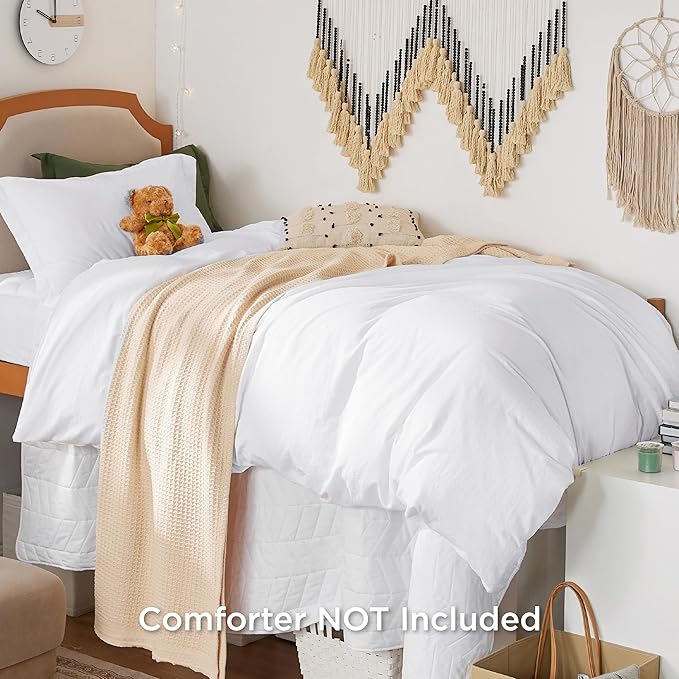 Bedsure Duvet Cover Twin/Twin XL Size - 2 Pieces Prewashed Cotton-Like Extra Soft Bedding Set, Includes 1 Twin Duvet Cover 68x90 Inches with Zipper Closure & 1 Pillow Sham, White, No Comforter