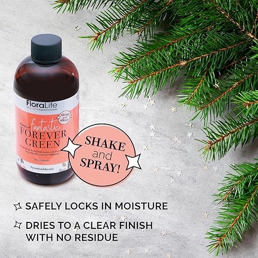 FloraLife Forever Green - Hydrating Shield Spray for Fresh & Vibrant Cut Evergreens & Leatherleafs - 8oz