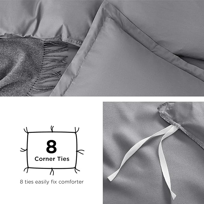 Bedsure Duvet Cover Oversized King Size - Soft Double Brushed Bedding Set for Kids & Adults, Zipper Closure, 3 Pieces, Includes 1 Duvet Cover (120"x98") & 2 Pillow Shams, NO Comforter, Grey