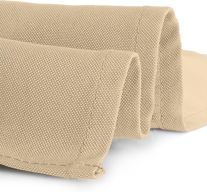 Gee Di Moda Rectangle Tablecloth - 90 x 156 Inch Beige Table Cloth for 8 Foot Tables with Floor-Length Drop - Heavy Duty Washable Fabric for Holiday Party, Dinner, Weddings & Baby Shower