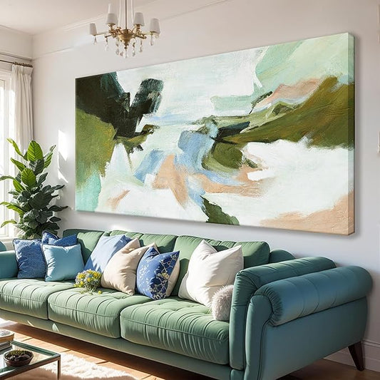 Suconvng Canvas Art Wall Decor Abstract Blue Painting Colorful Home Wall Decor Living Room Modern 24"X 48"Abstract Art Prints Artwork For Bedroom Multicolor