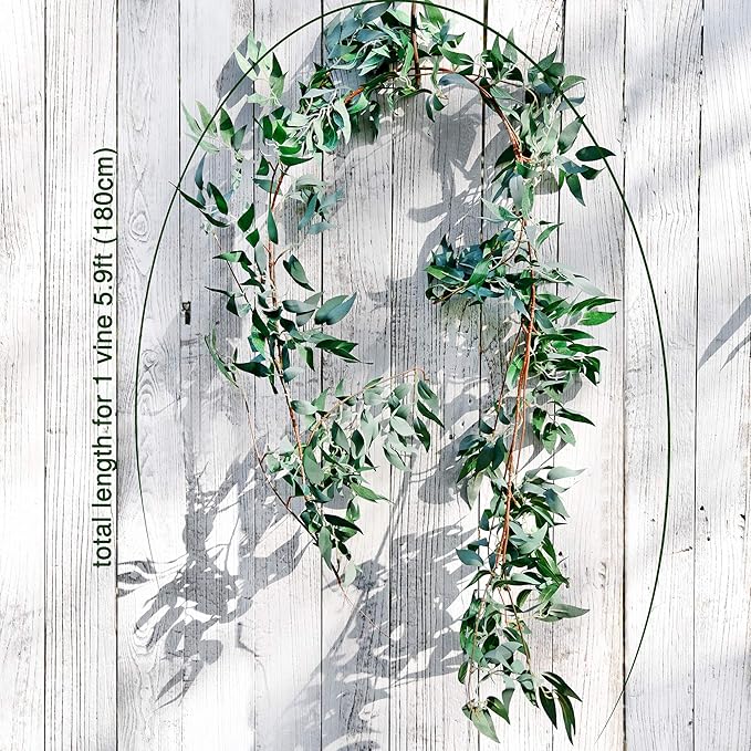 FiveSeasonStuff Hanging Rustic Willow Garlands, Bendable Artificial Greenery Vine Leaves for Wedding Home Decoration (2 pcs, 11.8 feet)
