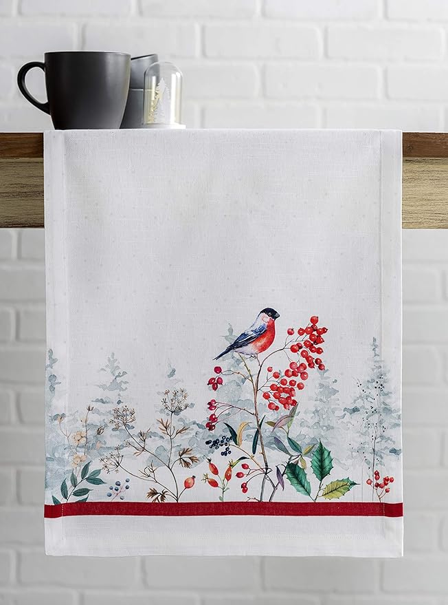 Maison d' Hermine Table Runner 100% Cotton Single Layer Table Runners 90 inches Long for Thanksgiving Christmas Decorations Home Kitchen Dining Party Wedding (Morzine, 14.5" x 90")