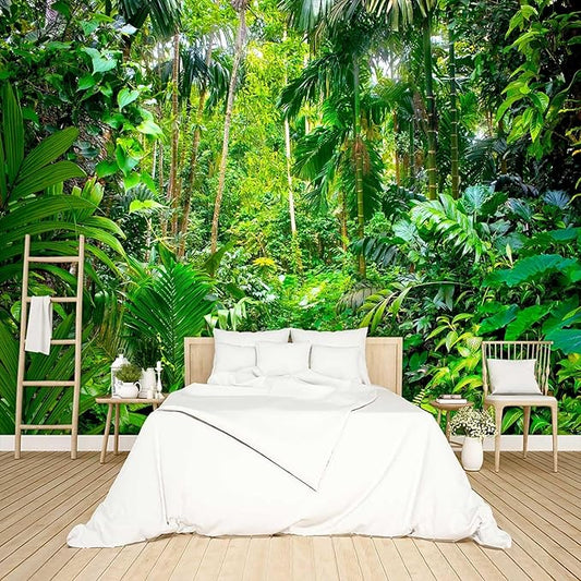 Tropical Rainforest Botanical Wallpaper Peel and Stick Wall Mural for Bedroom Living Room - 96"x137"