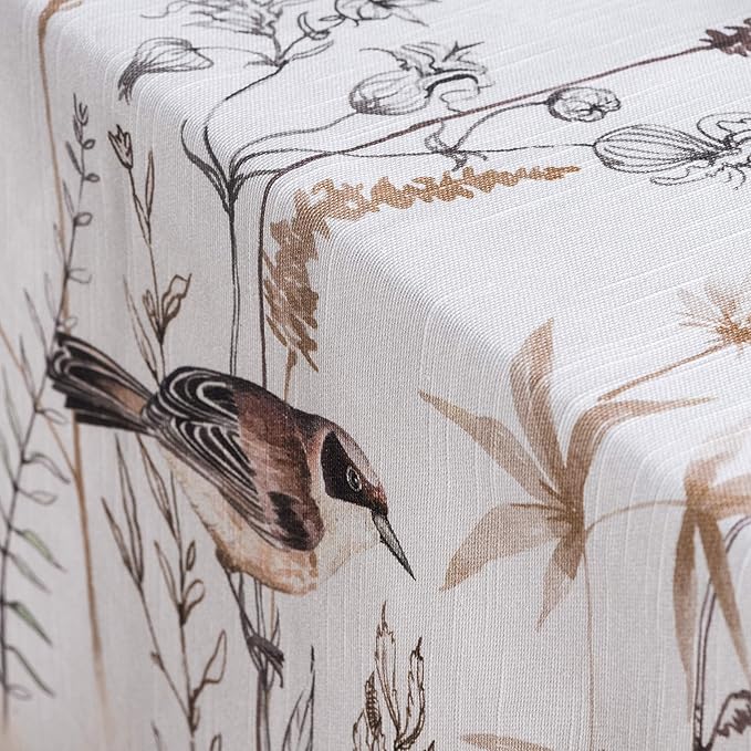 Maison d' Hermine Table Cloth Rectangle Table 100% Cotton 60 x 120 Inches Tablecloth Reusable for Dining Room, Farmhouse, Home, Party, Festive & Wedding Spring Summer - Meadow Florals - Brown