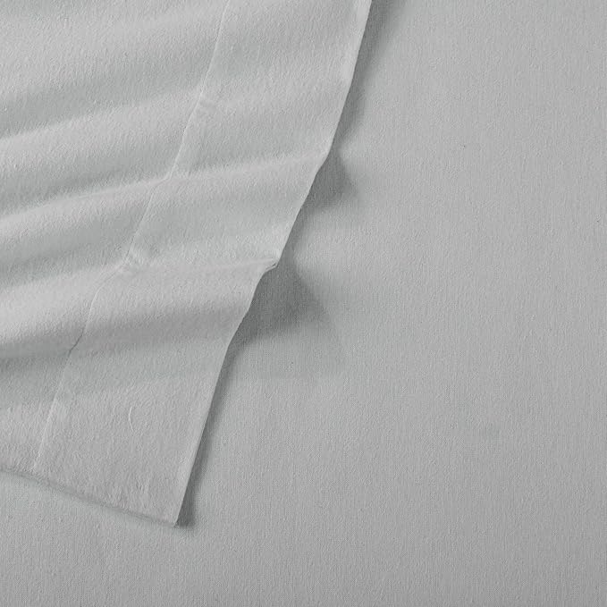Market & Place 100% Cotton King Flannel Sheet Set | 4 Piece Deep Pocket Solid Cozy Winter Bed Sheets | Double Brushed for Extra Softness & Comfort | Chalet Collection (King, Light Grey)