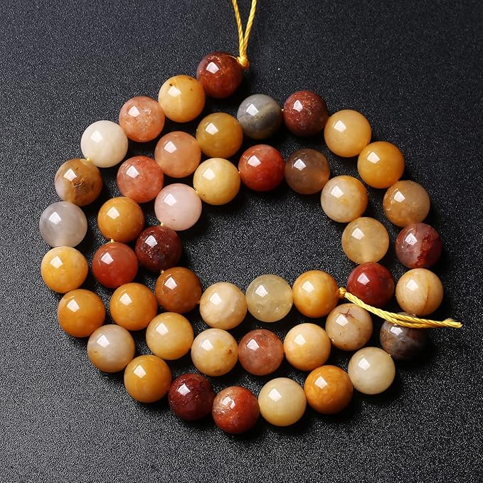 12MM 32PCS Natural Stone Golden Thread Jade Crystal Loose Beads for Jewelry Making DIY Bracelet Necklace 1 Strand 15’’