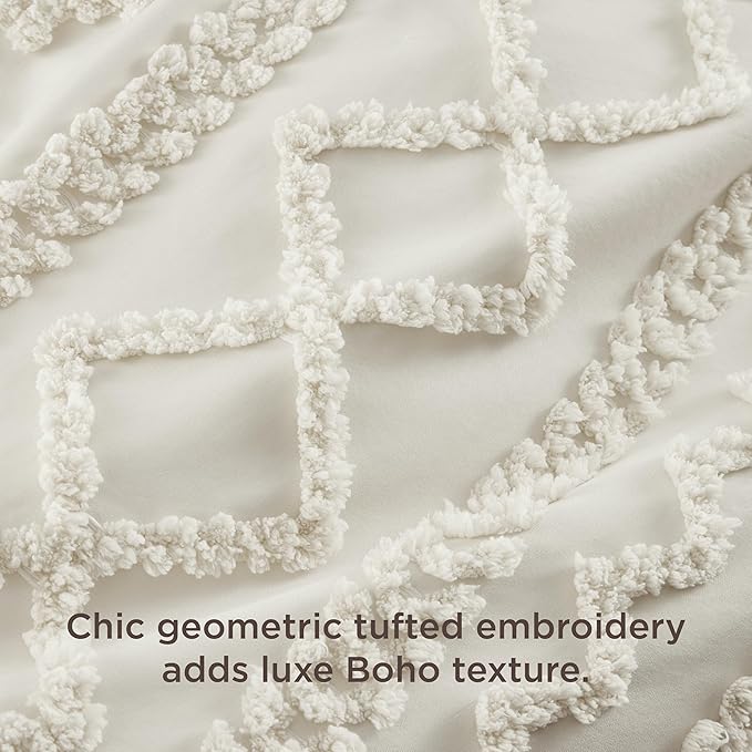 Bedsure Boho Duvet Cover Full Size, Soft & Comfortable Elegant Design Boho Bedding for Decoration, Machine Washable Comforter Cover for All Seasons,Includes 1 Duvet Cover & 2 Pillow Shams,Beige