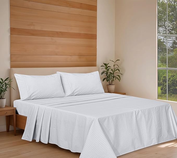 RUVANTI 100% Organic Cotton Sheets Twin XL, Percale Weave, GOTS Certified, 3-Piece Set, Deep Pocket 15", Crisp & Breathable, Soft Durable Bedding, Sábanas Algodón Orgánico – Construction Line