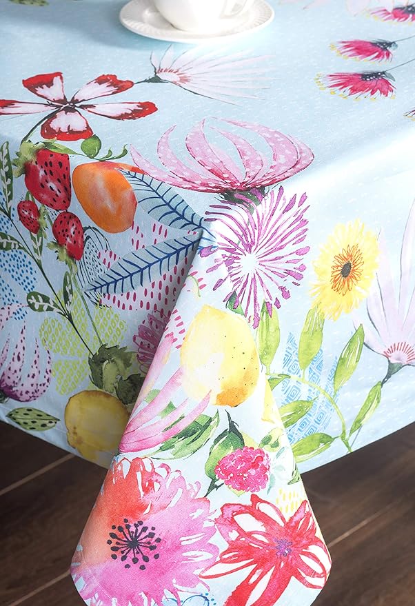 Maison d' Hermine Table Cloth Rectangle Table 100% Cotton 70 x 120 Inches Tablecloth Reusable for Dining Room, Farmhouse, Home, Party, Festive & Wedding Spring Summer - Jardin D'Ete - Mint