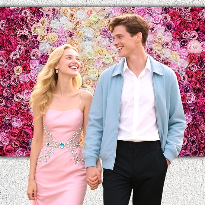 Rose Flower Wall Backdrop 6X4 ft Large Floral Photography Background for Indoor Outdoor Wedding Party Bridal Shower Baby Shower Engagement Shoot Photo Booth Decoration