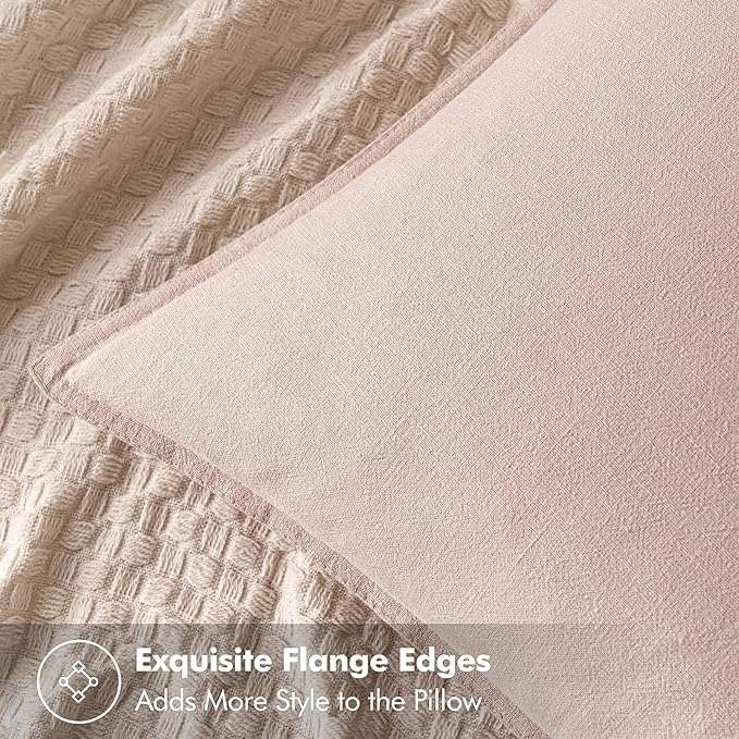 MIULEE Decorative Linen Pillow Covers 18x18 Inch Light Pink Boho Farmhouse Neutral Couch Throw Pillows for Bed Pack of 2 Accent Modern Pillowcase Sofa Livingroom Home Decor
