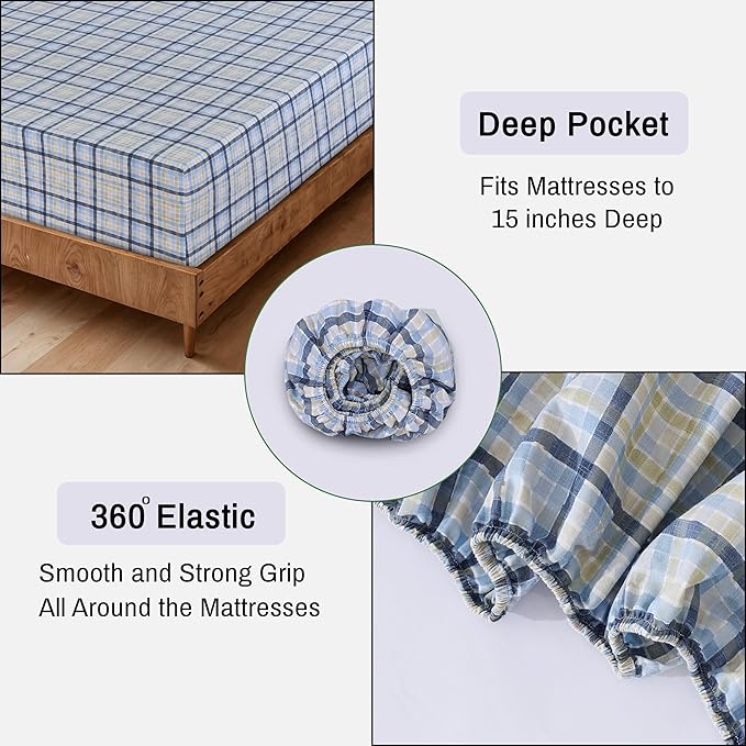 RUVANTI 100% Organic Cotton Sheets King Size, Percale Weave, GOTS Certified, 4-Piece Set, Deep Pocket 15", Crisp & Breathable, Soft Durable Bedding, Sábanas Algodón Orgánico – Pastel Print