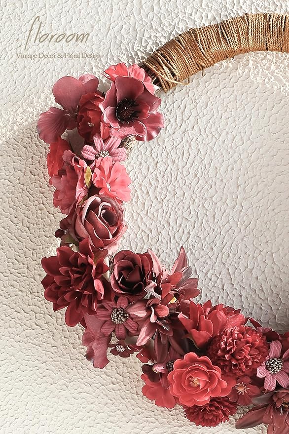 Floroom Mini Artificial Flower Heads Burgundy & Red Fake Peony Daisy Rose Multicolor Small Faux Silk Flower Heads for Cake Craft Garland Wedding Party Graduation Cap DIY Home Decoration, 0.8"-3.6"