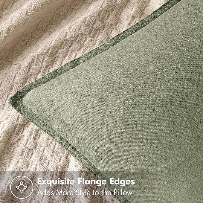 MIULEE Decorative Linen Euro Sham Pillow Covers 24x24 Sage Green Boho Farmhouse Neutral Couch Throw Pillows for Bed Pack of 2 Accent Modern Pillowcase Summer Sofa Livingroom Home Decor