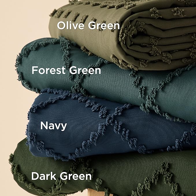 Bedsure Boho Duvet Cover King Size, Forest Green Breathable & Soft Boho Bedding, Machine Washable Comforter Cover for All Seasons, Includes 1 Duvet Cover 104"x90" with 2 Pillow Shams & Zipper Closure