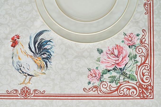 Maison d' Hermine Table Cloth Square Table 100% Cotton 60 x 60 Inches Tablecloth Reusable Decorative Everyday Use for Dining Room, Farmhouse, Home, Party, Festive & Wedding Spring Summer - Campagne